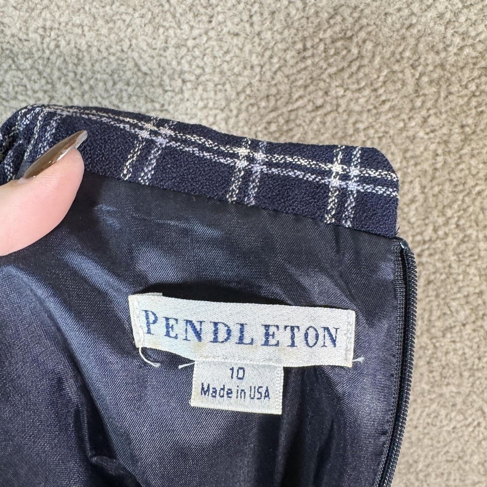 Pendleton Dress Womens 10 Blue Plaid Wool Sleeveless Sheath Work Office USA - Picture 9 of 11